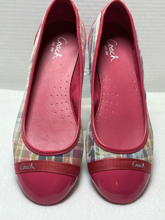 Coach Shoes - Coach Pink Plaid Cap-Toe Ballet Flats with Logo Ribbon